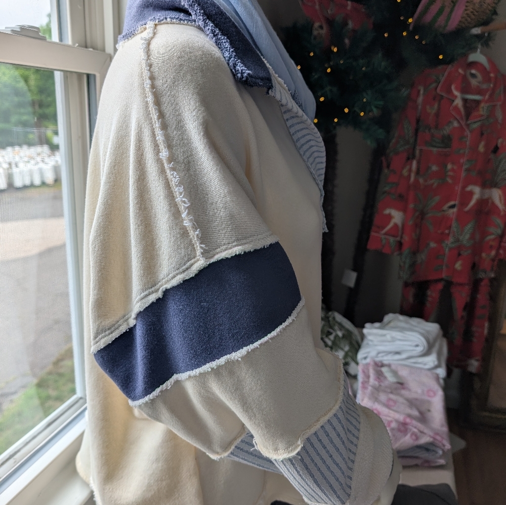 BUCKETLIST Cream and Navy V-Neck Sweater - Picture 2 of 10